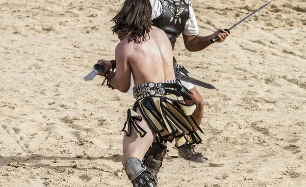 Gladiador lucha en la arena del circo romano, representatio — Foto de Stock