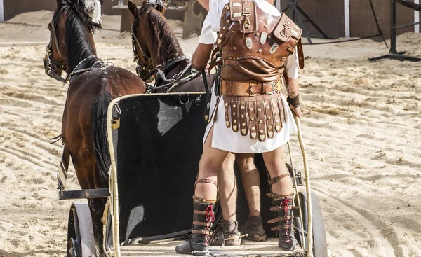 Gladiador en carros romanos — Foto de Stock