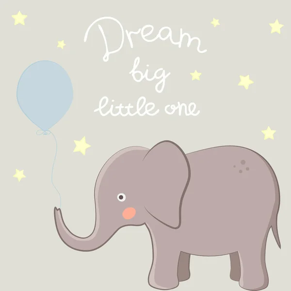 Ilustración Vectorial Con Elefante Estrellas Letras Dream Big Little One — Archivo Imágenes Vectoriales