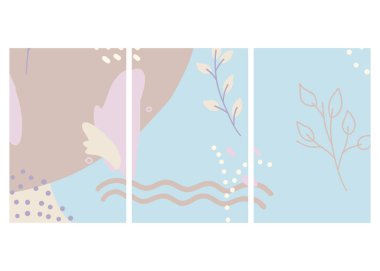 Soyut tasarımda sosyal medya için vektör modeli. Sosyal ağlardaki gönderiler için kış renklerinde düzenlenebilir şablonlar. Promosyon içeriği, davetiye, tebrik kartı, posta, afiş, reklam