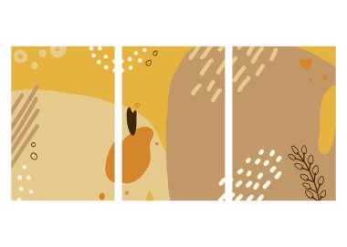 Soyut tasarımda sosyal medya için vektör modeli. Sosyal ağlardaki gönderiler için sonbahar renklerinde düzenlenebilir şablonlar. Promosyon içeriği, davetiye, tebrik kartı, posta, afiş, reklam