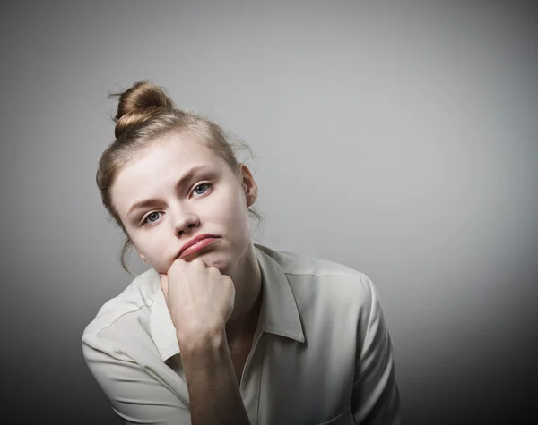 Boredom. Young slim woman being bored of doing nothing. — Stock Photo, Image