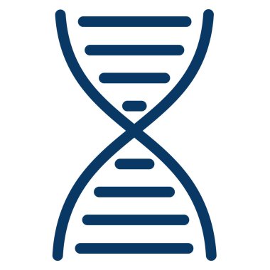 DNA vektör simgesi. biçim iki renkli düz sembol, mavi ve beyaz renkler, yuvarlak açılar, açık gri