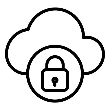 Bulut web simgesini basit vektör illüstrasyonunu kilitle