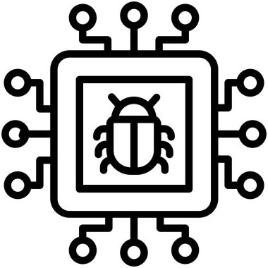İşlemci basit simgesi, vektör illüstrasyonu