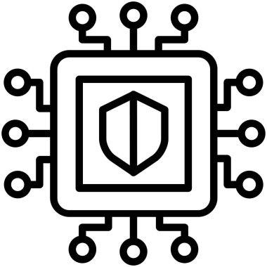 İşlemci basit simgesi, vektör illüstrasyonu