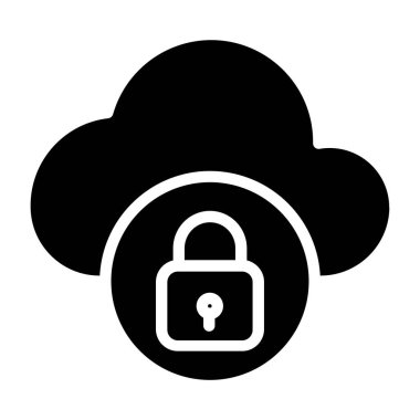 Bulut web simgesini basit vektör illüstrasyonunu kilitle