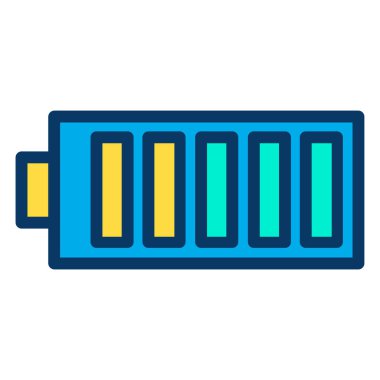 Düz pil simgesi beyaz arka plan üzerinde