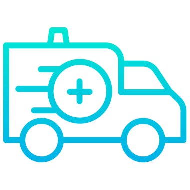 Ambulans arabası, doğrusal vektör simgesi