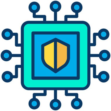 İşlemci basit simgesi, vektör illüstrasyonu