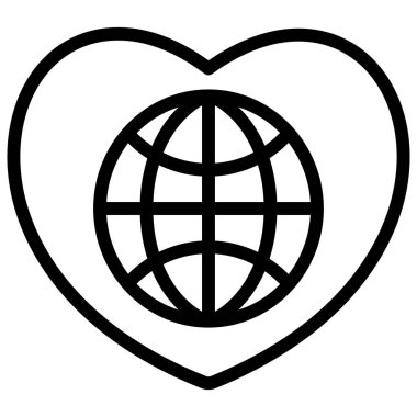 Dünya web simgesini sevmek basit vektör illüstrasyonuName