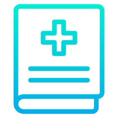 Tıbbi kitap vektör ikonu. biçim iki renkli düz sembol, mavi ve beyaz renkler, yuvarlak açılar, gri