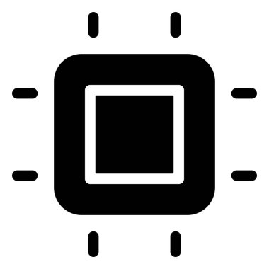 İşlemci basit simgesi, vektör illüstrasyonu