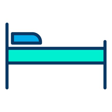 Yatağın minimalist vektör simgesi beyaz üzerine izole