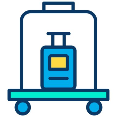 Trolley basit simgesi, vektör illüstrasyonu