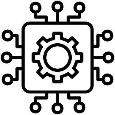 İşlemci basit simgesi, vektör illüstrasyonu