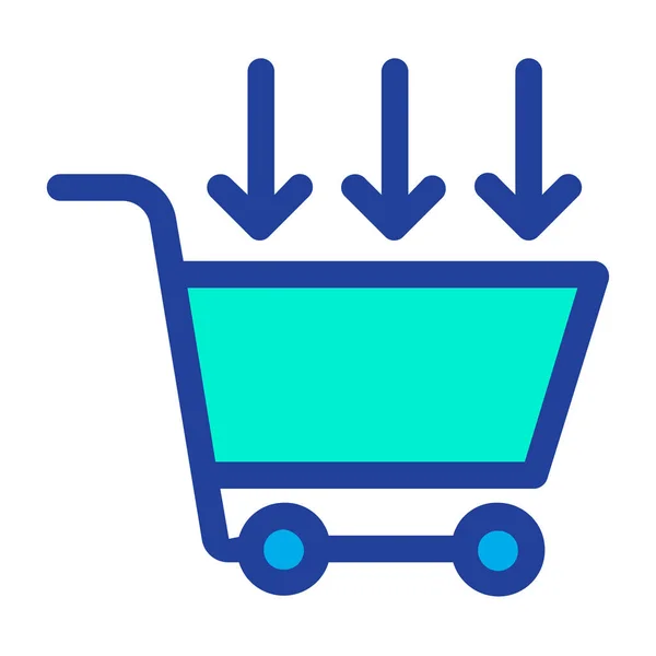 Carrito Compras Icono Vectorial Minimalista Aislado Blanco — Vector de stock