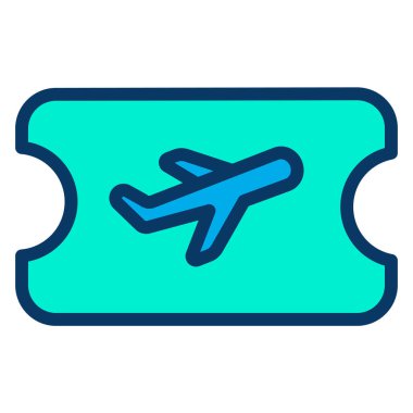 Basit Seyahat Bilet simgesi, vektör illüstrasyonu