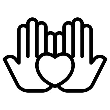 Yürekli bir el. vektör illüstrasyonu