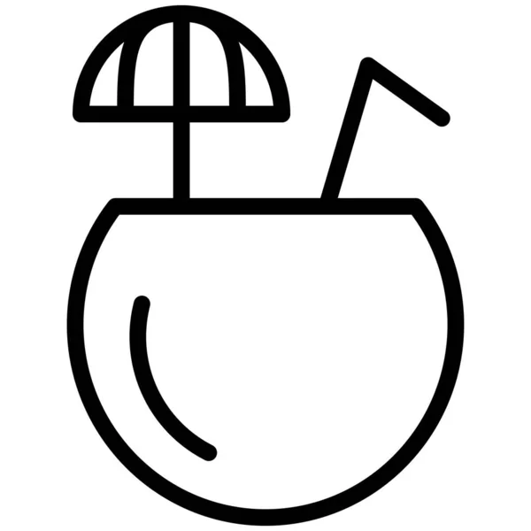 Simple Coconut Vector Icon Illustration White Background — Stock Vector