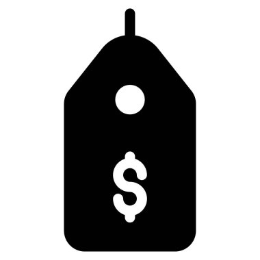 Fiyat etiketi simgesi. vektör biçimi iki renkli düz sembol, siyah ve beyaz renkler, yuvarlak açılar, gri