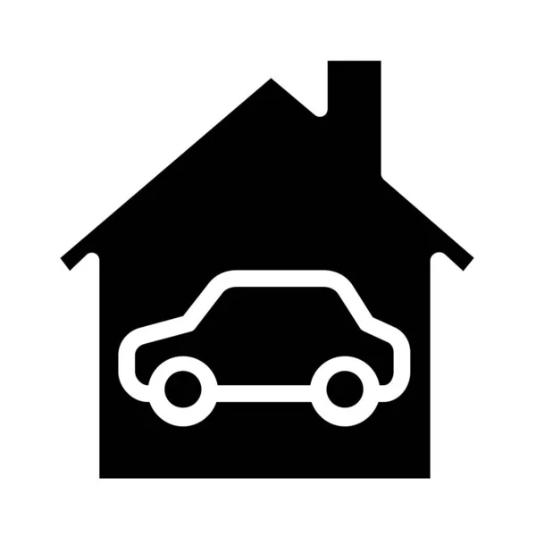 Ícone Garagem Carro Fundo Símbolo Imobiliário Ilustração Vetorial —  Vetores de Stock