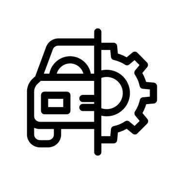 Araba tamir ikonu vektörü. İnce çizgi işareti. izole edilmiş sınır sembolü çizimi
