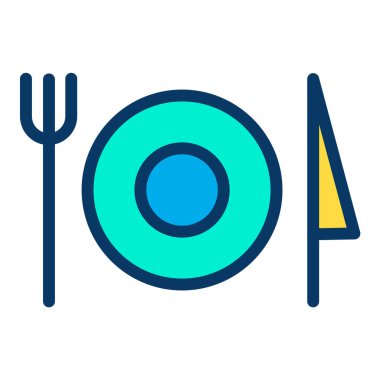 Akşam yemeği web simgesi, vektör illüstrasyonu