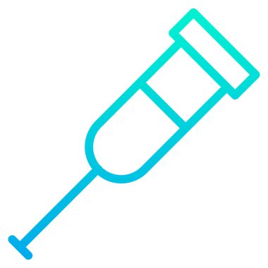 Şırınga vektör simgesi. biçim iki renkli düz sembol, mavi ve beyaz renkler, yuvarlak açılar, açık arkaplan