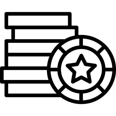 Basit kumarhane çipleri simgesi, vektör illüstrasyonu