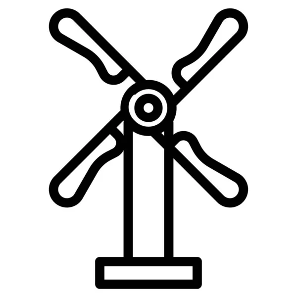 Windturbine Icoon Windmolen Generator Vector Lijn Pictogram Geïsoleerd Witte Achtergrond — Stockvector