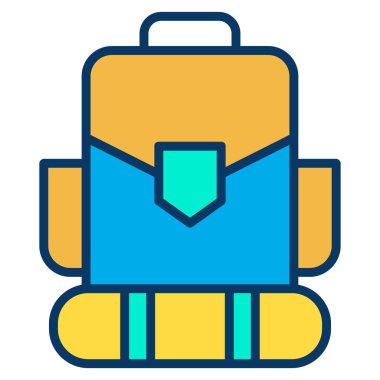 Beyaz arkaplanda basit Sırt çantası vektör resimlemesi