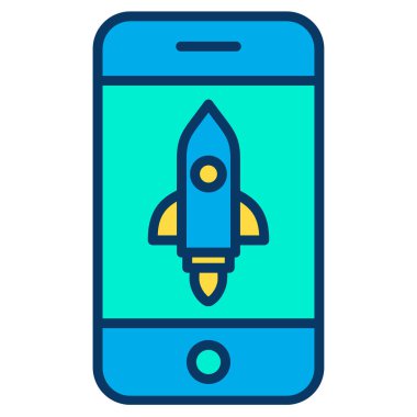 Roket. Web simgesi basit illüstrasyon