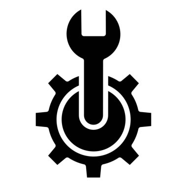 İngiliz anahtarı ve tornavida vektör simgesi. biçim iki renkli düz sembol, siyah ve beyaz renkler, yuvarlak açılardır,