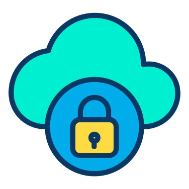 Bulut web simgesini basit vektör illüstrasyonunu kilitle