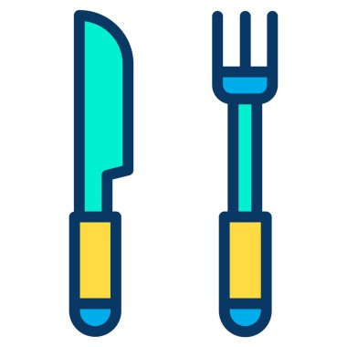  Gümüş çatal bıçak ağı simgesi basit tasarım