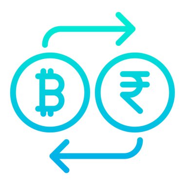 Bitcoin 'den Rupiye, vektör simgesi, basit illüstrasyon Hint parası, Hint rupisi 