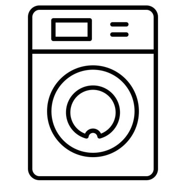 çamaşır makinesi basit simgesi, vektör çizim