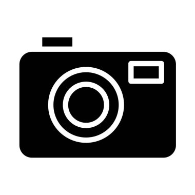 Kamera, minimalist vektör simgesi beyaz üzerinde izole