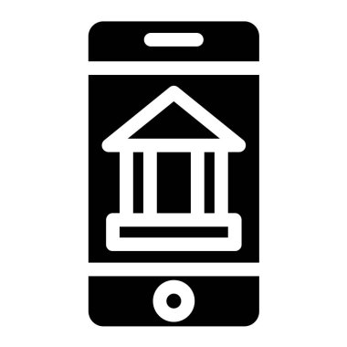 Mobil bankacılık, beyaz arkaplanda basit vektör simgesi