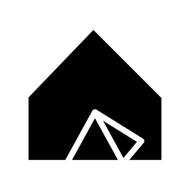 Beyaz arkaplanda çadır, basit vektör simgesi