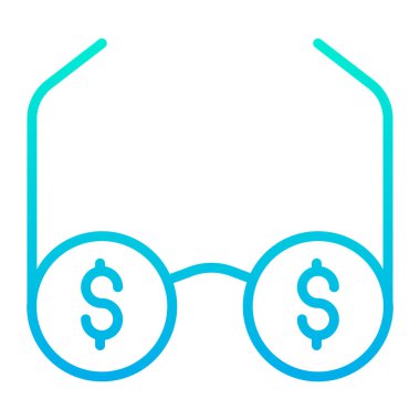 Dolar iç çekişi gözlük yansıması, gözlük vektör çizimi 