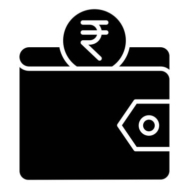 Cüzdan ikonu. Uzun gölgeli iş çantası vektör simgelerinin basit gösterimi