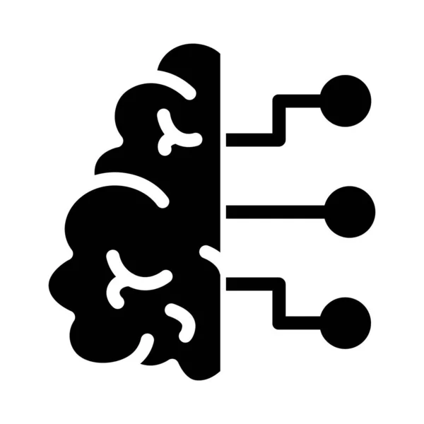 Digitální Mozek Minimalistická Vektorová Ikona Izolovaná Bílém — Stockový vektor