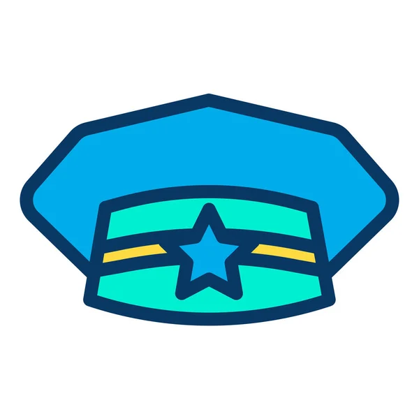 Sombrero Policía Icono Vectorial Minimalista Aislado Blanco — Vector de stock