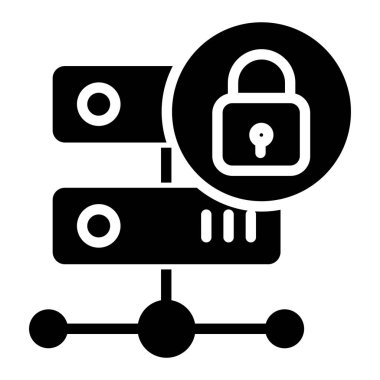 Sunucu web simgesini basit vektör illüstrasyonunu kilitle