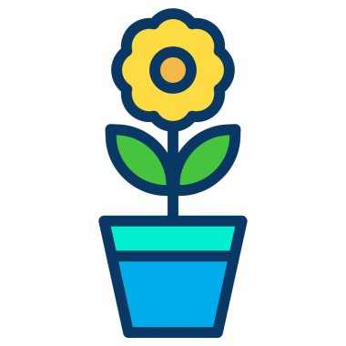 Beyaz arkaplanda basit çiçek vektör resimleme