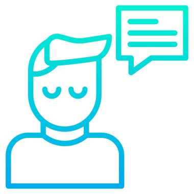 Konuşma baloncuğu çizgisi simgesi olan adam, vektör illüstrasyonu