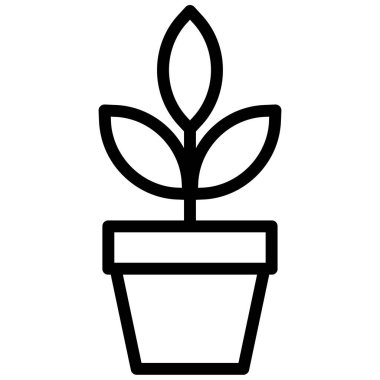 bitkisel çömlek minimalist vektör simgesi beyaz üzerinde izole 