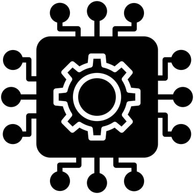 İşlemci basit simgesi, vektör illüstrasyonu